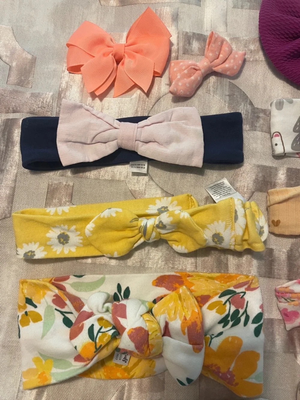 Baby girl Elastic Headband lot 0-18m floral, solid, daisies, solid, hearts, bows